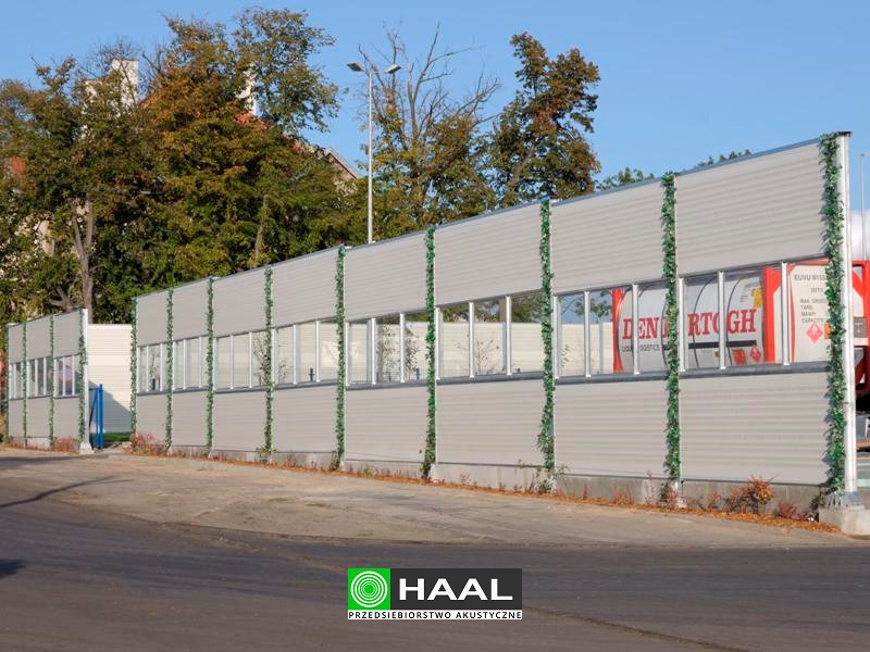 Noise barrier on the border of the industrial park