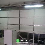 Acoustic wall panels in the factory hall